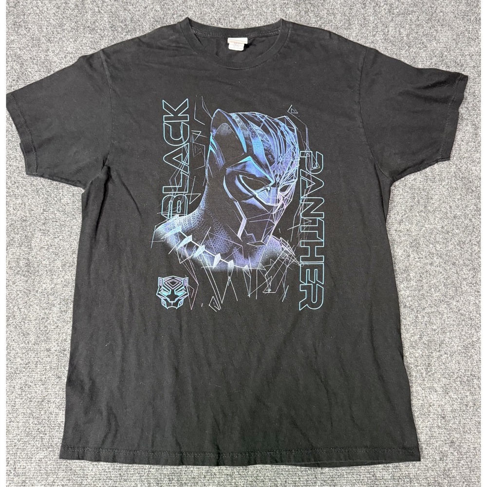 Black Panther Shirt Men's Large Black Short Sleeve Graphic Tee Marvel Avengers